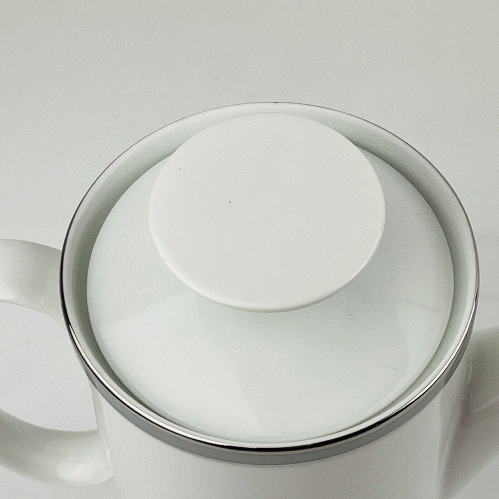 Vintage Thomas Small Coffee Pot & Lid 8" Gray Platinum Band & Trim THO194 - Picture 6 of 9